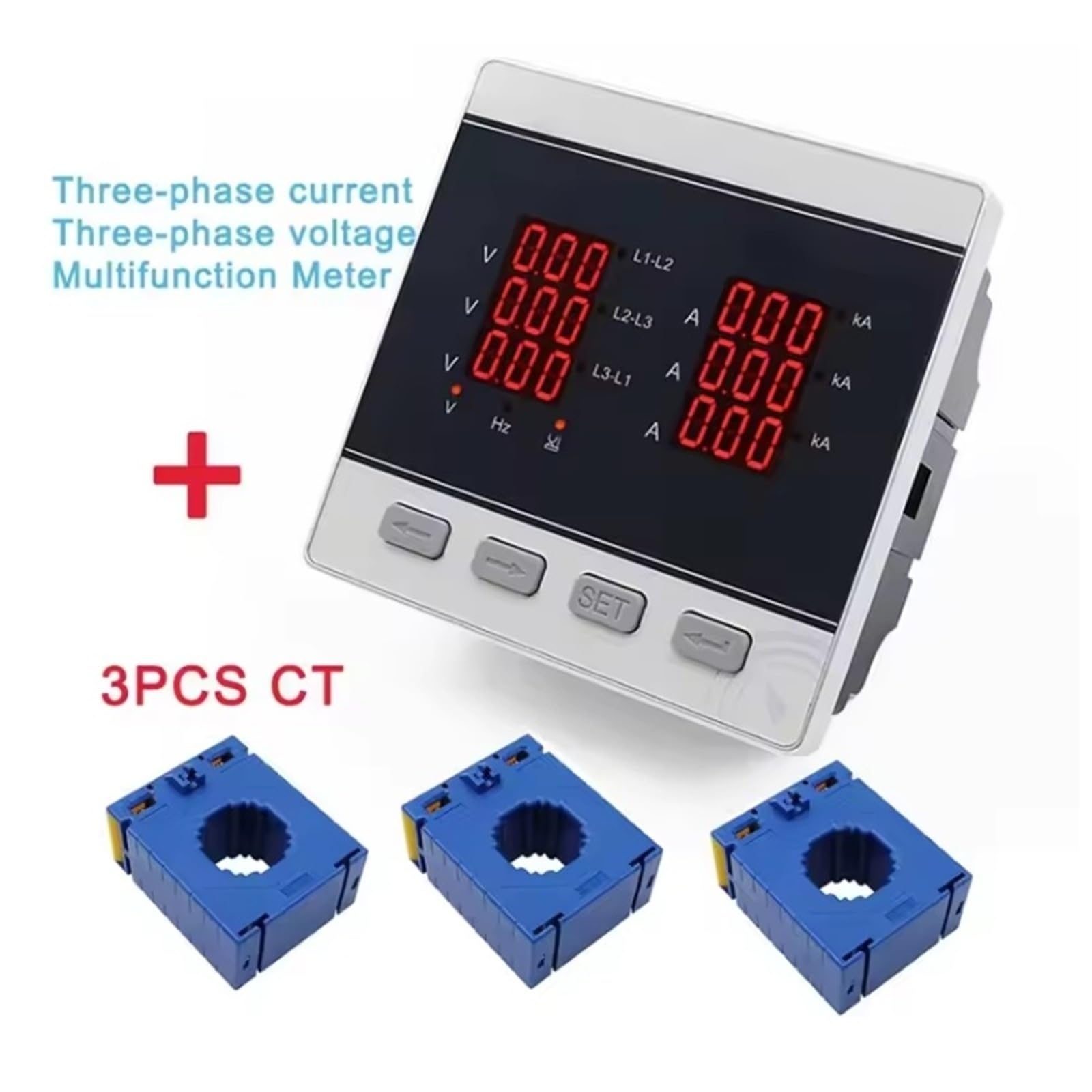 Misuratore multifunzione Voltmetro amperometrico trifase digitale, con 3 pezzi CT
