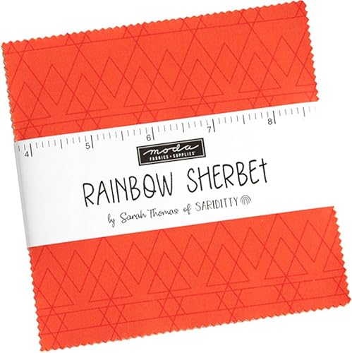 Sarah Thomas of Sariditty, paquete de dijes de sorbete arcoíris de Sariditty; cuadrados de tela precortada de 42-5 pulgadas
