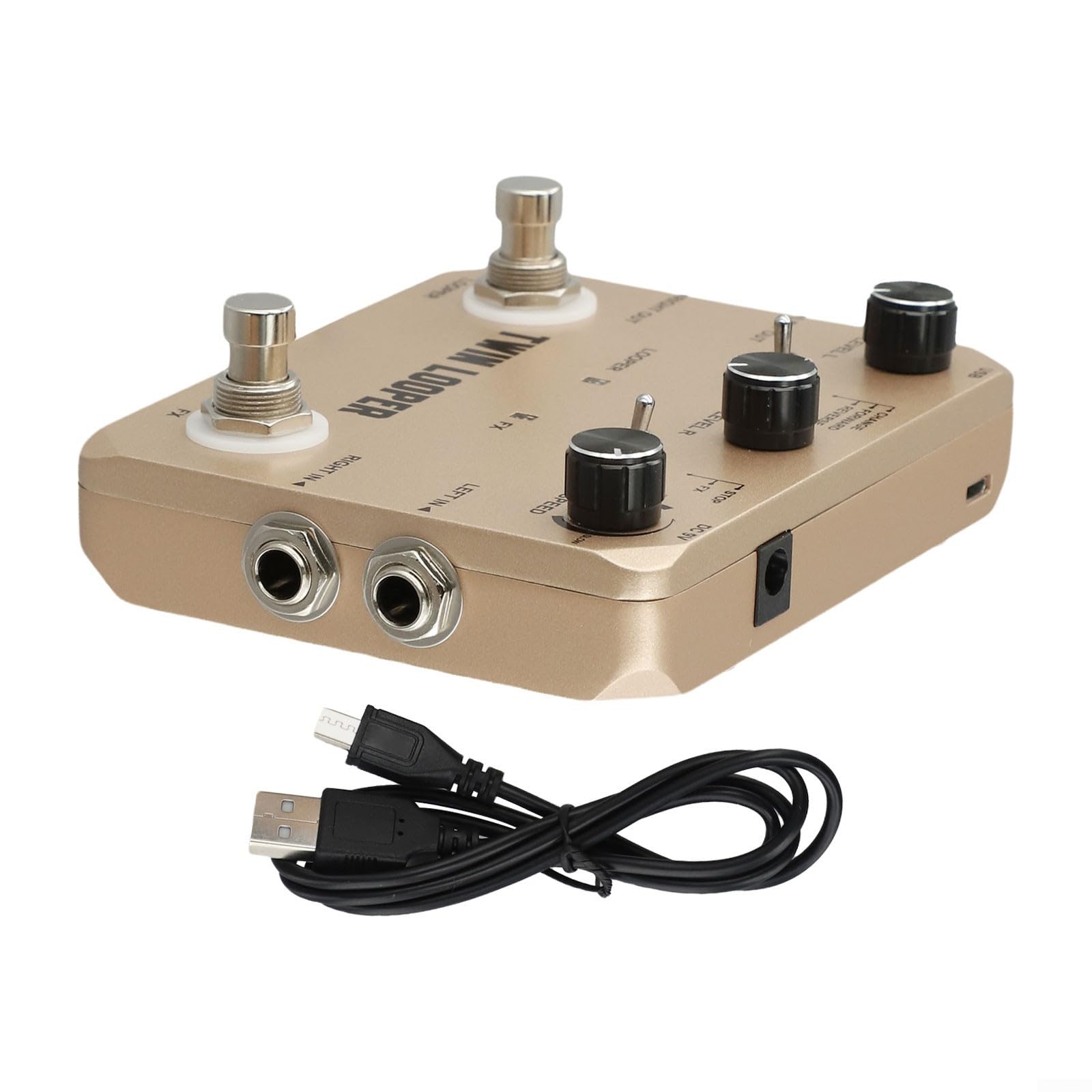 Rowin Looper Pédale d'effet pour guitare électrique Loop Station en alliage d'aluminium Entrée stéréo 11 modes de jeu Reverse et demi-vitesse True Bypass