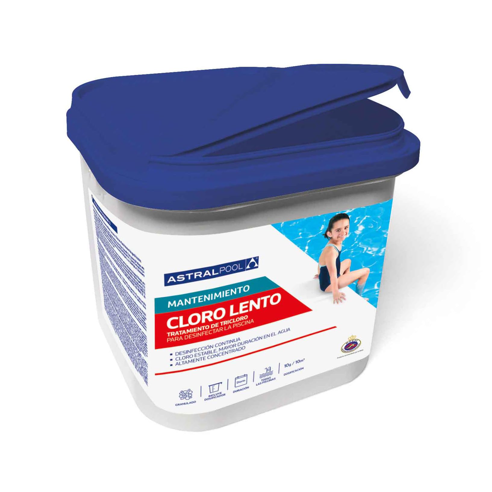 Tricloro Granulado en Tarrina de 5kg de ASTRALPOOL - Cloro Lento en Grano de 5 Kilogramos para Piscinas