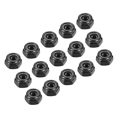 50 piezas de cierres hexagonales (M3 x 0.020 in), acero al carbono, zincado, nailon insertado, tuercas autobloqueadas, para automóvil, garaje,