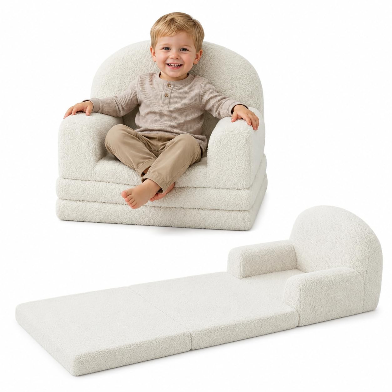 Garvee Kindersofa 2-in-1, Faltbarer Kindersessel für Kinder, Rosa