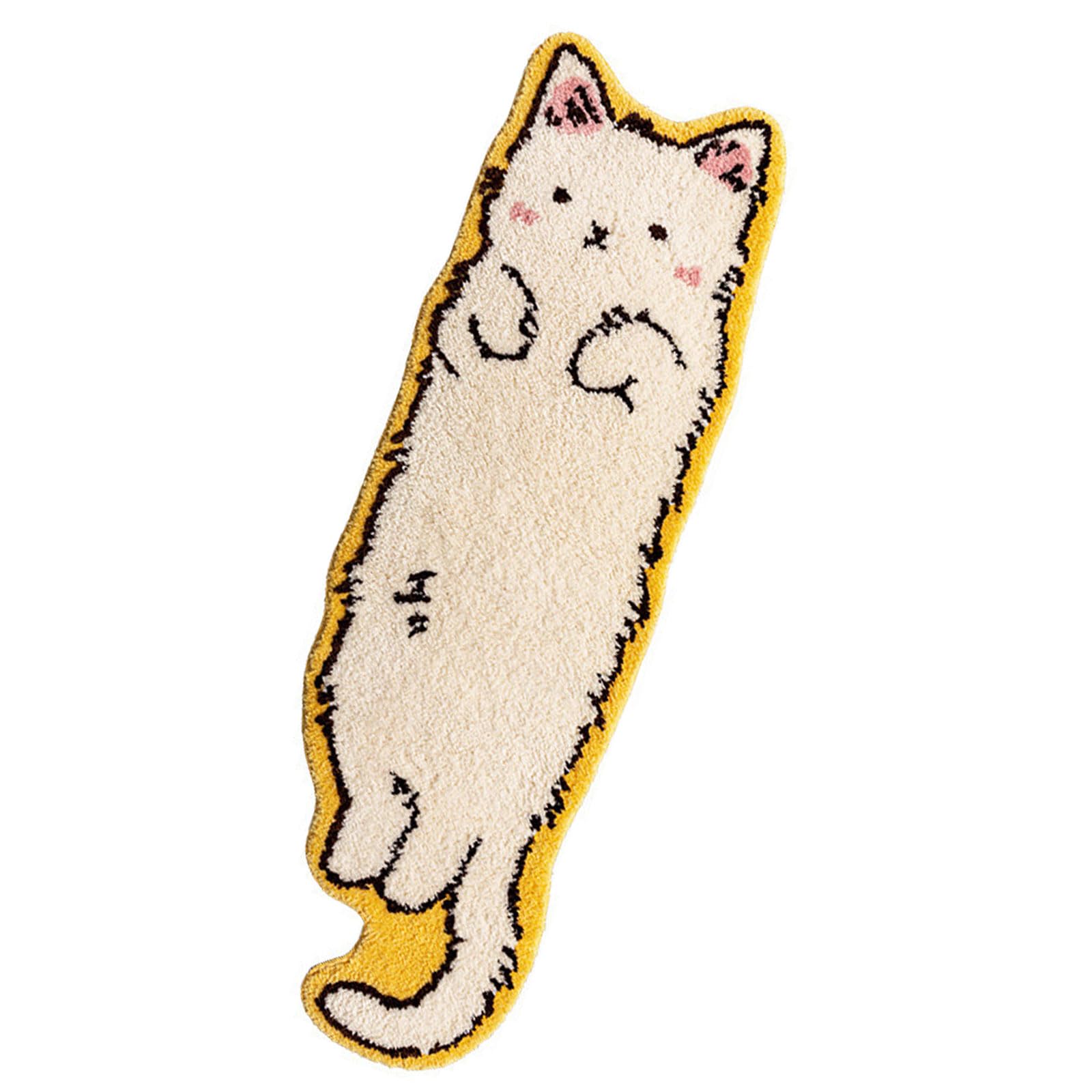 OADAA Cat Tufted Rug - 40X120cm, Cat Shaped Rug, Irregular Shaped Rugs, Washable Absorbent Non-Slip Fun Animal-shaped Cartoon Room Floor Mat, Soft Bedside Rugs for Bedroom, Cats Doormat, Style B — image 1