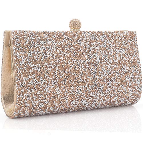 MagicLove Bling Evening Bag for Women Rhinestone Crystal Clutch Purse Champagne