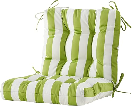 BLISSWALK Cojín para silla de exterior, cojín para asiento y respaldo copetudo, cojín floral para muebles de patio con lazo, 40 x 20 pulgadas, para