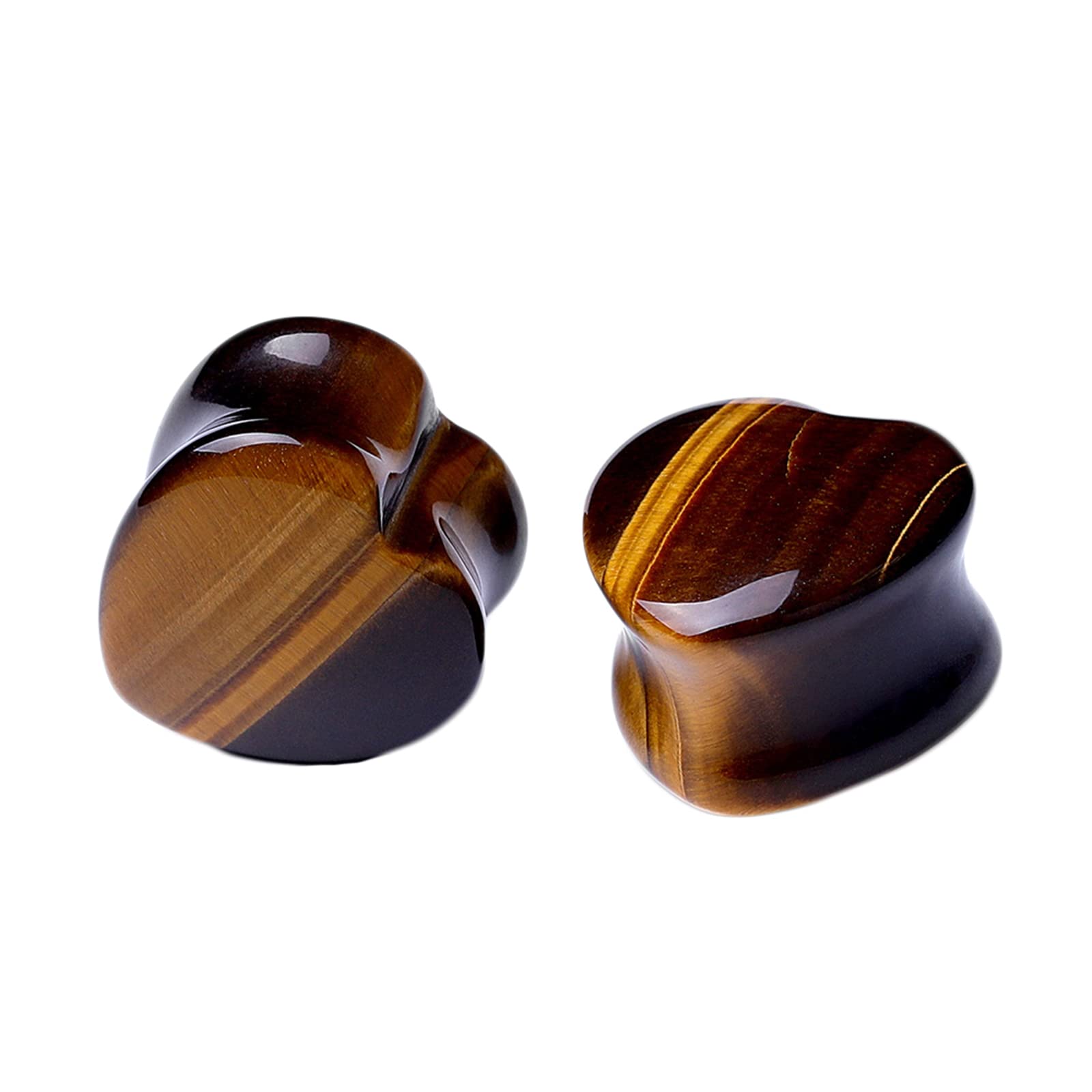 Steinmessgeräte und Plugs, Herren-Ohrtunnel und Plugs in Mehreren Größen, Körperpiercing-Schmuck für Frauen, herzförmiger Opalstein, 2 Stück