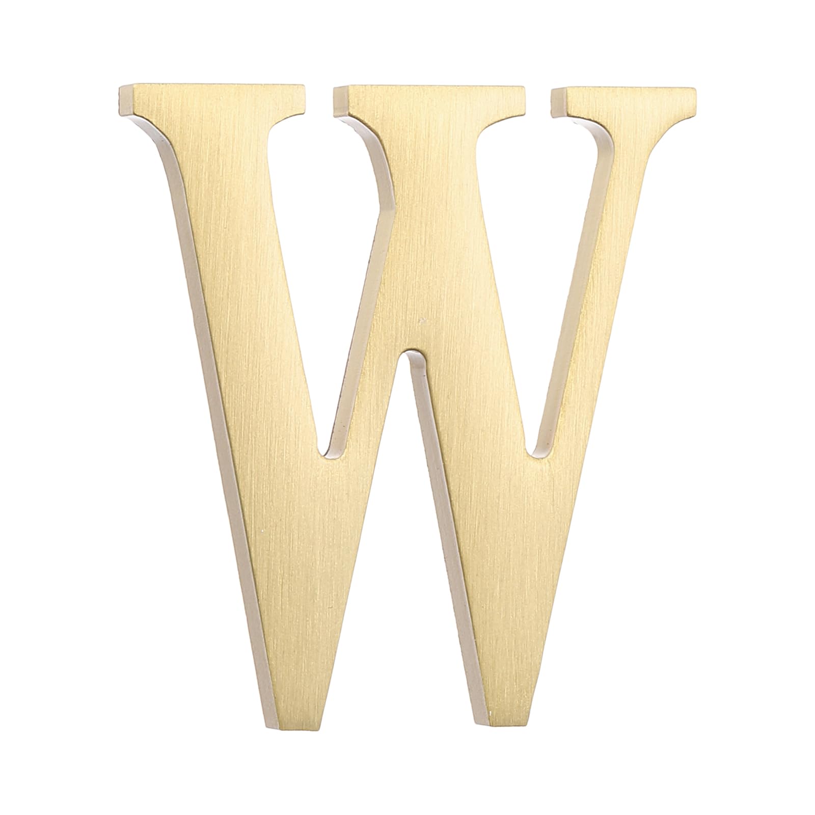 sourcing map 1.8 Inch House Letter, Brass Self-adhesive Mailbox Door Plaque, Brushed Finish Outdoor Address Sign for Office Hotel Apartments, Garden (Letter W, Gold Tone) โ image 1