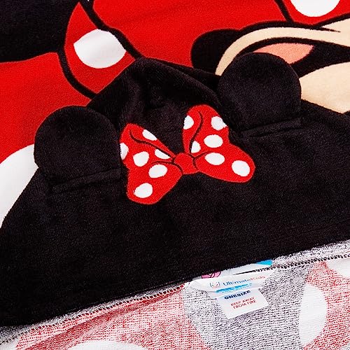 Disney Minnie Mouse Hooded Towel 100% Cotton Girls Poncho Kids Beach Bath Towel Swimming Wrap Changing Robe