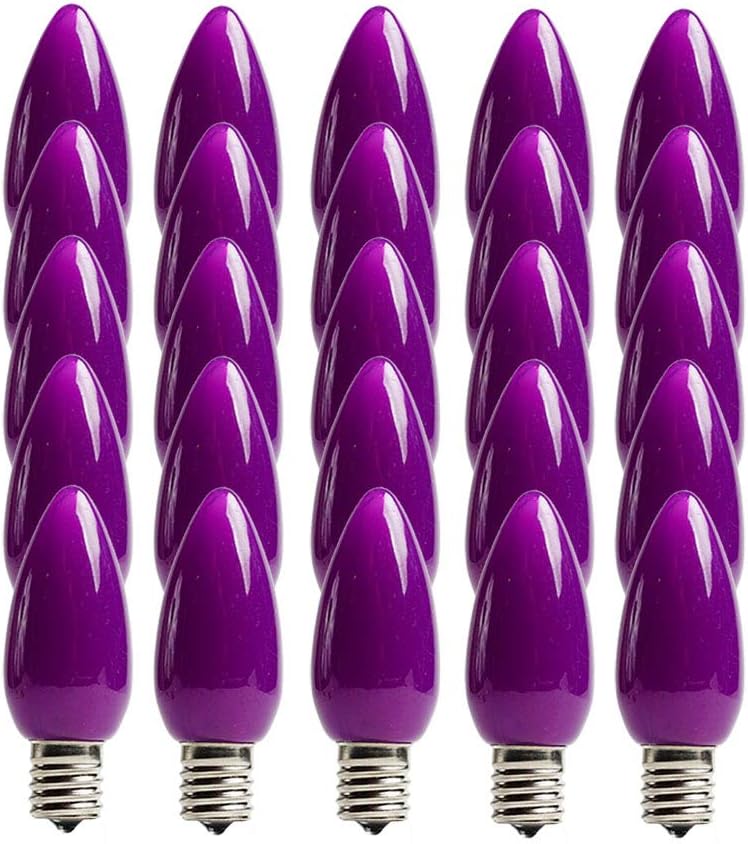 C9 Purple Opaque SMD LED Bulbs - Box of 25 Smooth Purple Retro C9 Replacement Bulbs