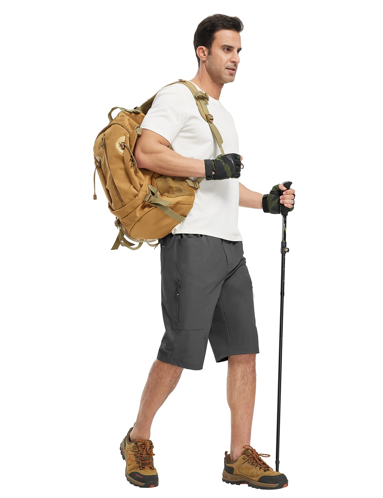 YSENTO Herren 3/4 Kurze Hosen OutdoorShorts Kurze Cargohose Wanderhose Stretch Trekkinghose