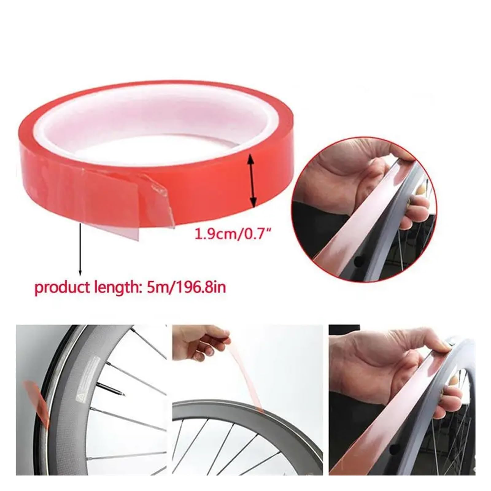 Supporti per cerchioni di biciclette Nastro for cerchioni for pneumatici for biciclette Tubeless Rivestimento for pneumatici for bici adesivo antiscivolo portatile resistente per Velox con nastro ades
