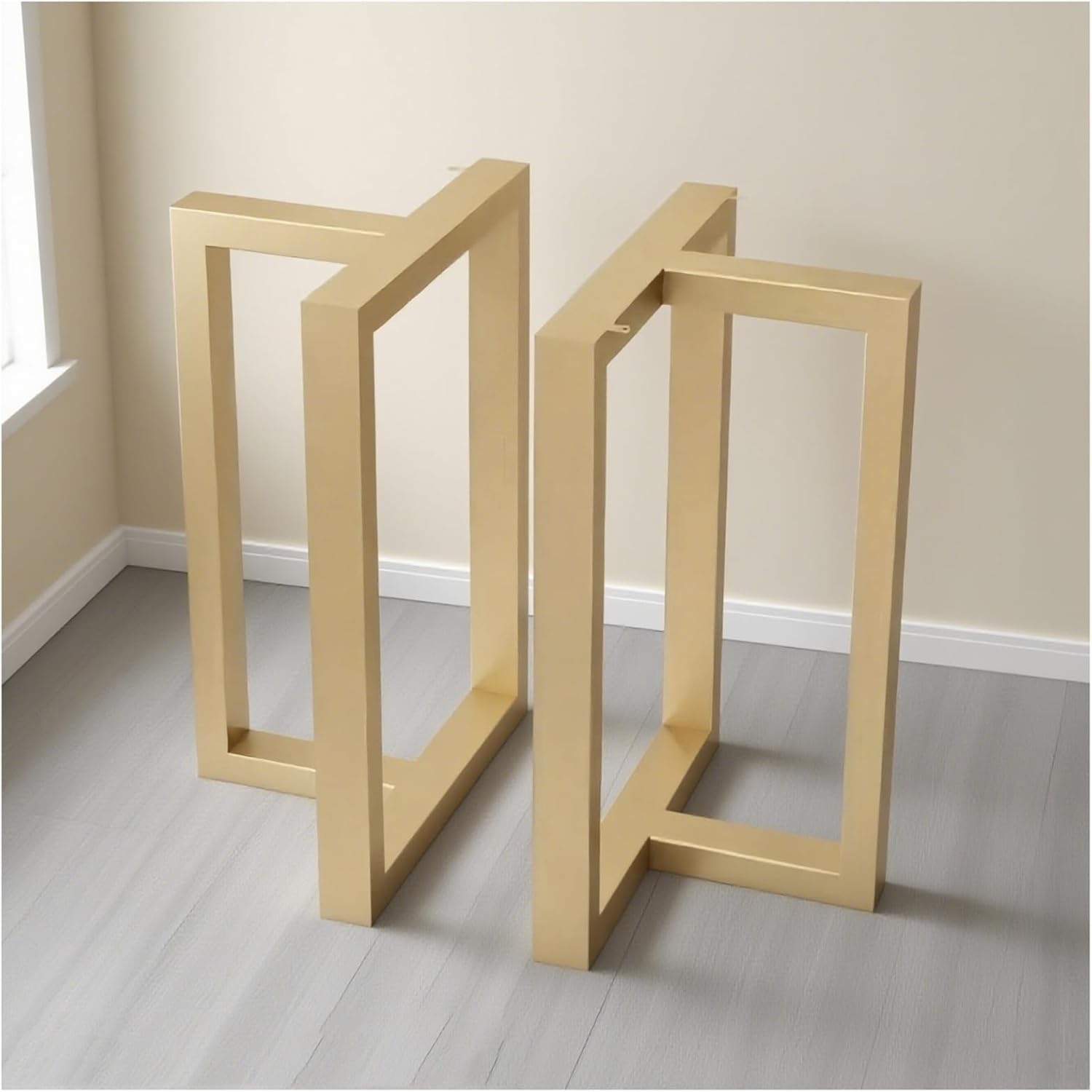 2 T-Shaped Metal Table Legs, Load Ability 300 Kg, 1-Piece Welded Construction, Equipped with Adjustable Non-Slip Pads, Height 28.3", Water Proof Desk Leg