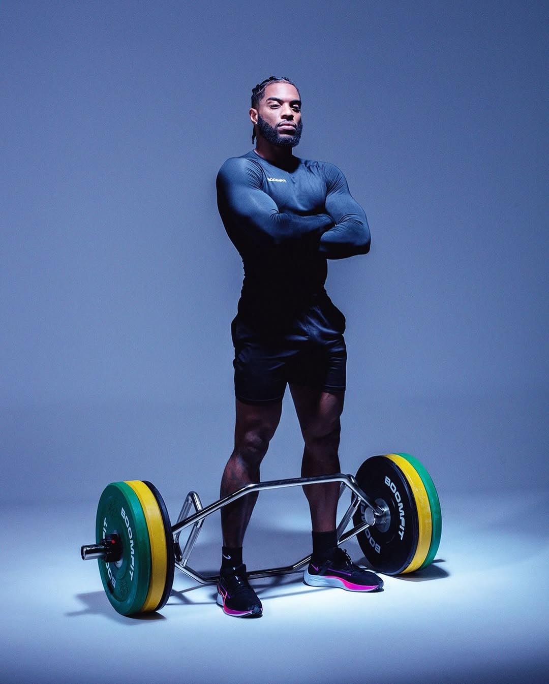 BOOMFIT Barra hexagonal para peso muerto y sentadillas | Barra olímpica compatible discos 50 mm | agarre neutro cómodo | Carga 205 kg | Ideal para casa, box y gimnasio