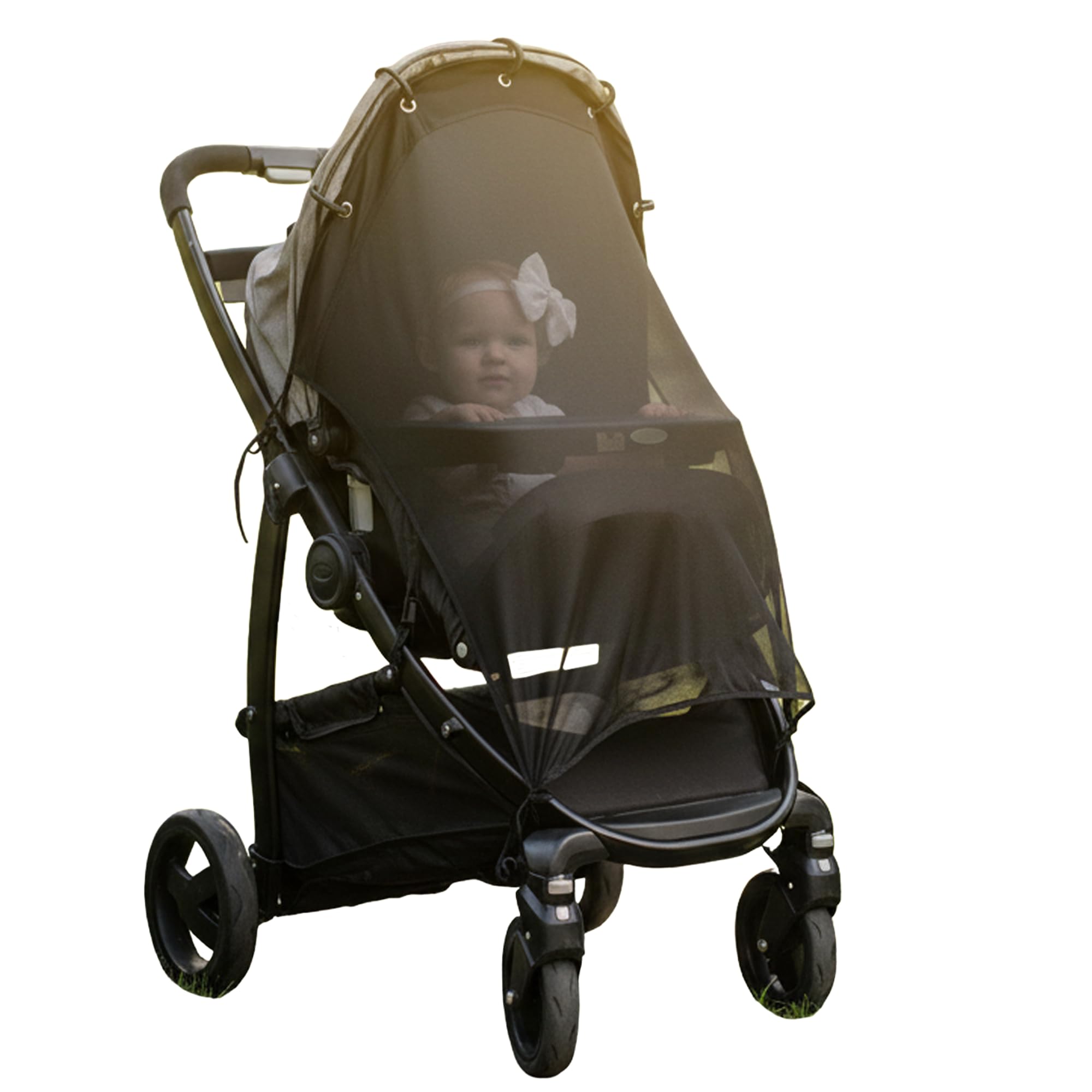 IntiMom Stroller Sun Shade - Universal UV Protection Cover for Strollers Sunshade with See Through, Clip-On Sun Blocker, Sun Shield for Baby,