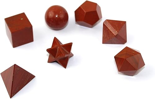 Jaspe rojo azabache 7 piedras geometría piedras preciosas de calidad superior Merkaba Atractiva Limpieza Vida Vitalidad Curación Chakra Equilibrio