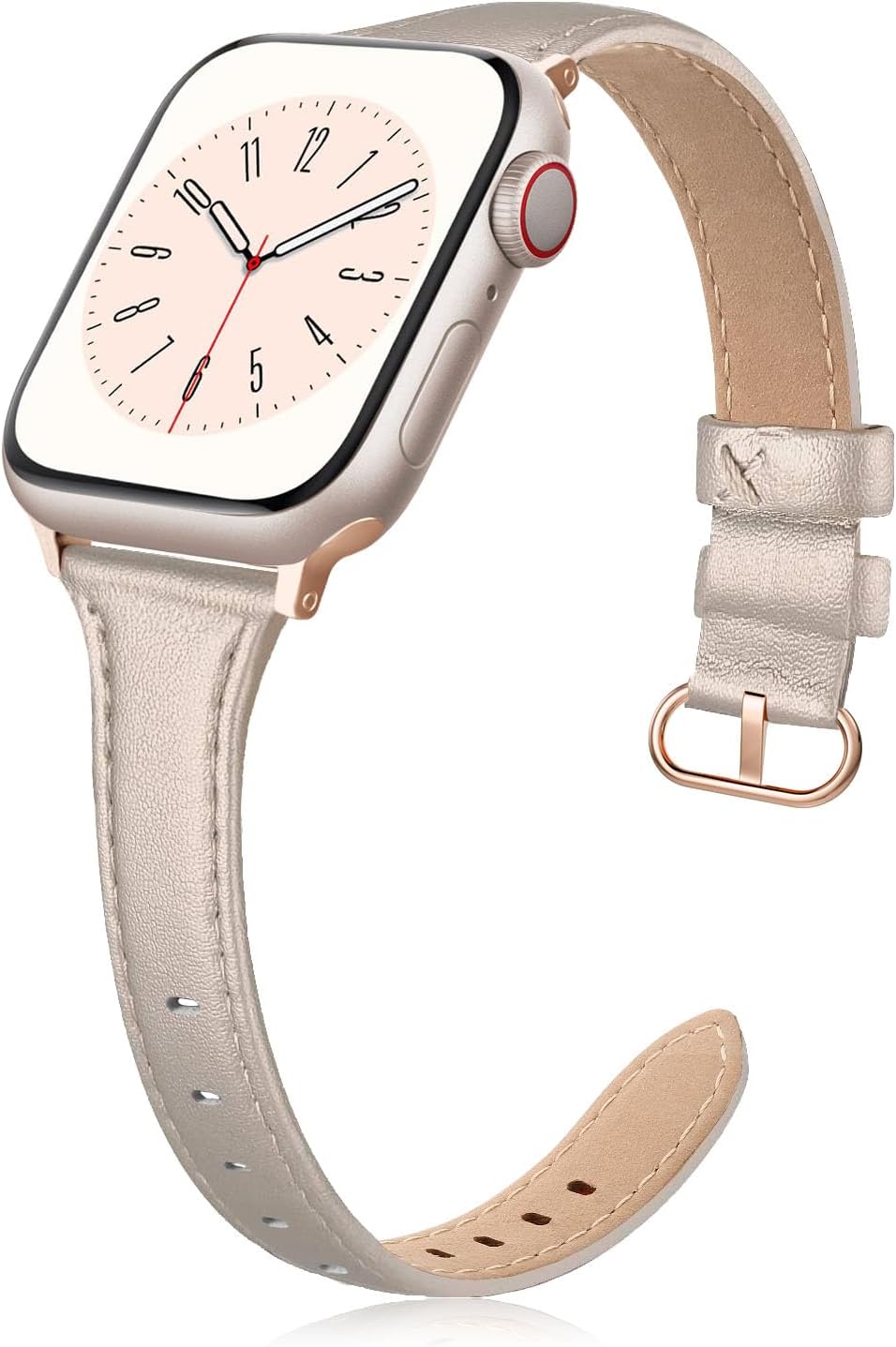 Slim Leather Band Compatible for Apple Watch 38mm 40mm 41mm 42mm Series 10, Slim Thin Elegant Top Grain Genuine Leather Strap Compatible for iWatch Series 10 9 8 7 6 5 4 3 2 1 SE Women