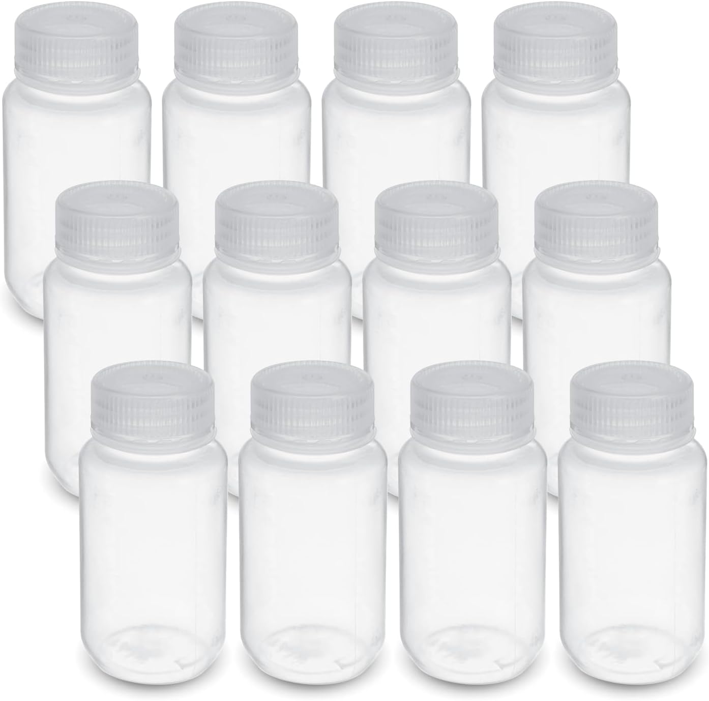 United Scientific® Unistore™ - Sample Containers with Lids - Laboratory Grade Polypropylene Wide Mouth Reagent Bottle - 4 Oz Bottles with Caps (125ml), Plastic Bottles with Lids, Pack of 12