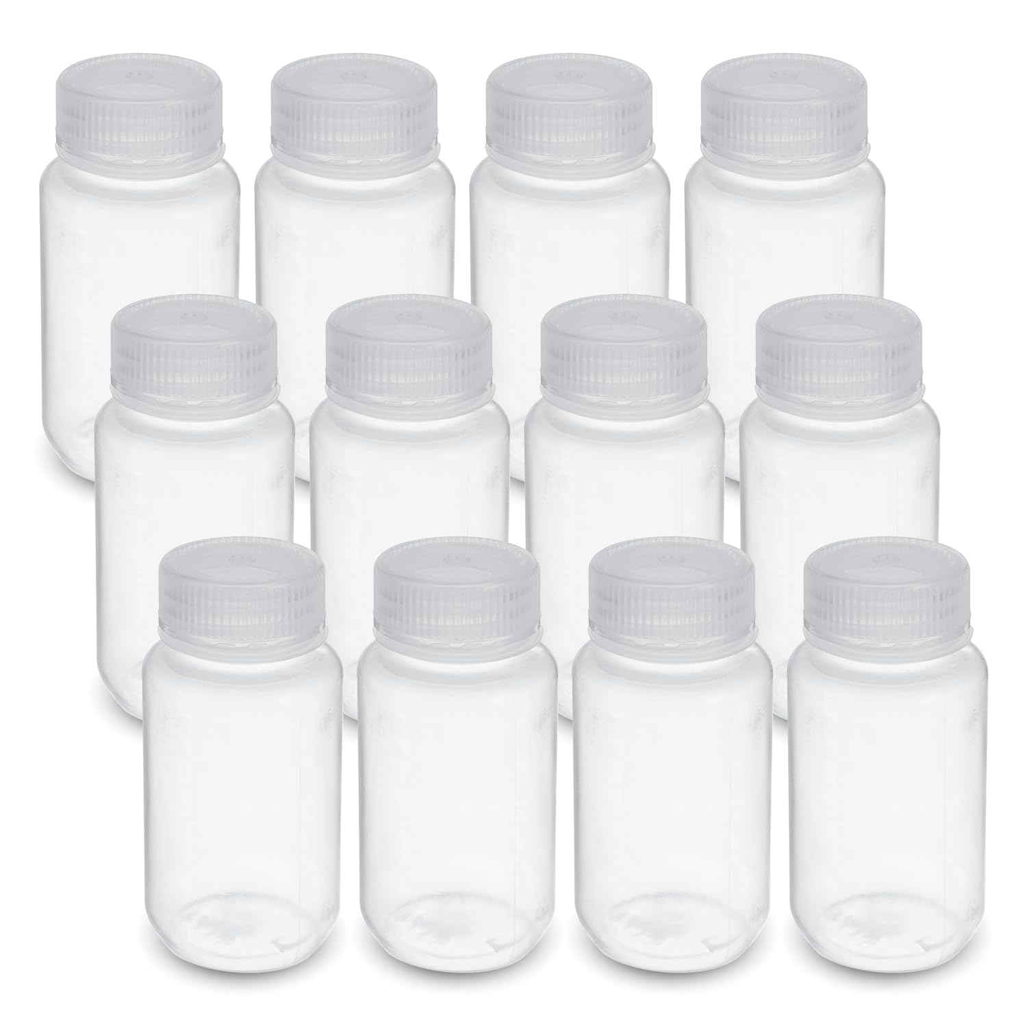 United Scientific® Unistore™ - Sample Containers with Lids - Laboratory Grade Polypropylene Wide Mouth Reagent Bottle - 4 Oz Bottles with Caps (125ml), Plastic Bottles with Lids, Pack of 12