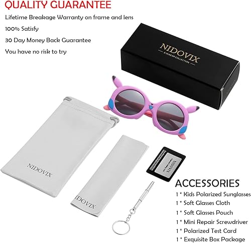 Miniatura 6 de NIDOVIX Lentes de sol polarizados para niños y niñas de 0 a 8 años, de goma flexible, protección 100% UV400