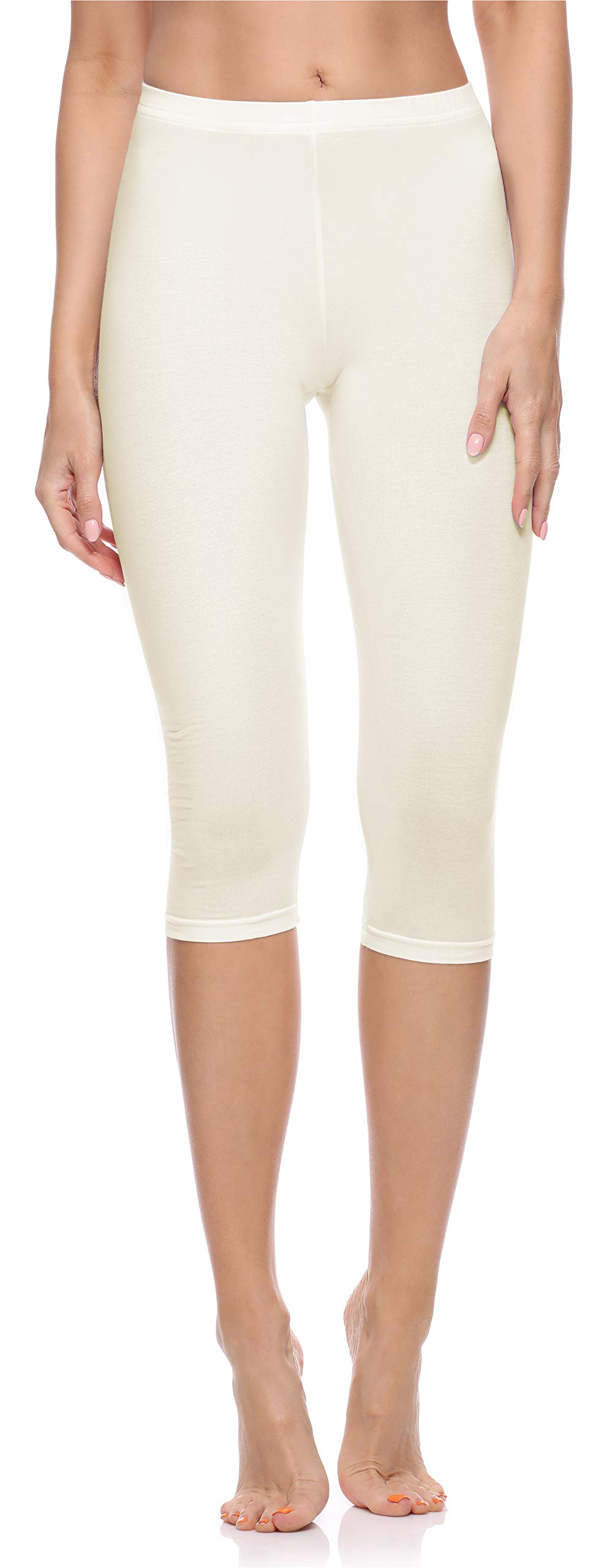 Merry Style Leggings Donna 3/4 Pantaloni Capri Morbidi e Confortevoli Leggins Donna in Cotone Traspirante Elastici e Delicati sulla Pelle Sensibile MS10-199