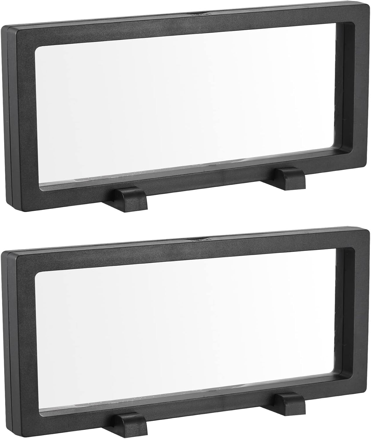 MECCANIXITY Floating Frame Display Holder Stand 3D Jewelry Display Box with Base 11.81 x 4.33 x 0.79 inch Black Pack of 2