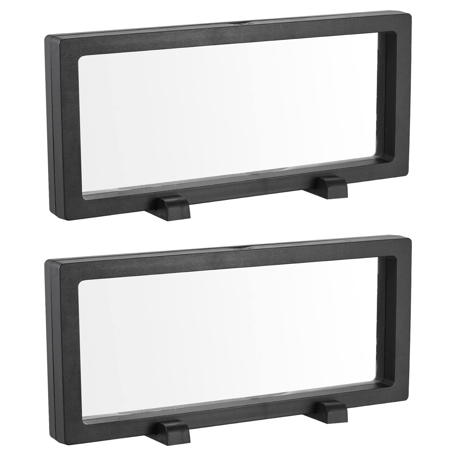 MECCANIXITY Floating Frame Display Holder Stand 3D Jewelry Display Box with Base 11.81 x 4.33 x 0.79 inch Black Pack of 2