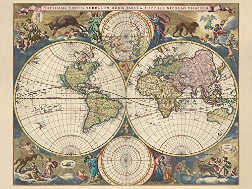 AFFICHE sur TOILE TarraRium Orbis Tabula Nicholas Visscher tableau paysage ancien encadré
