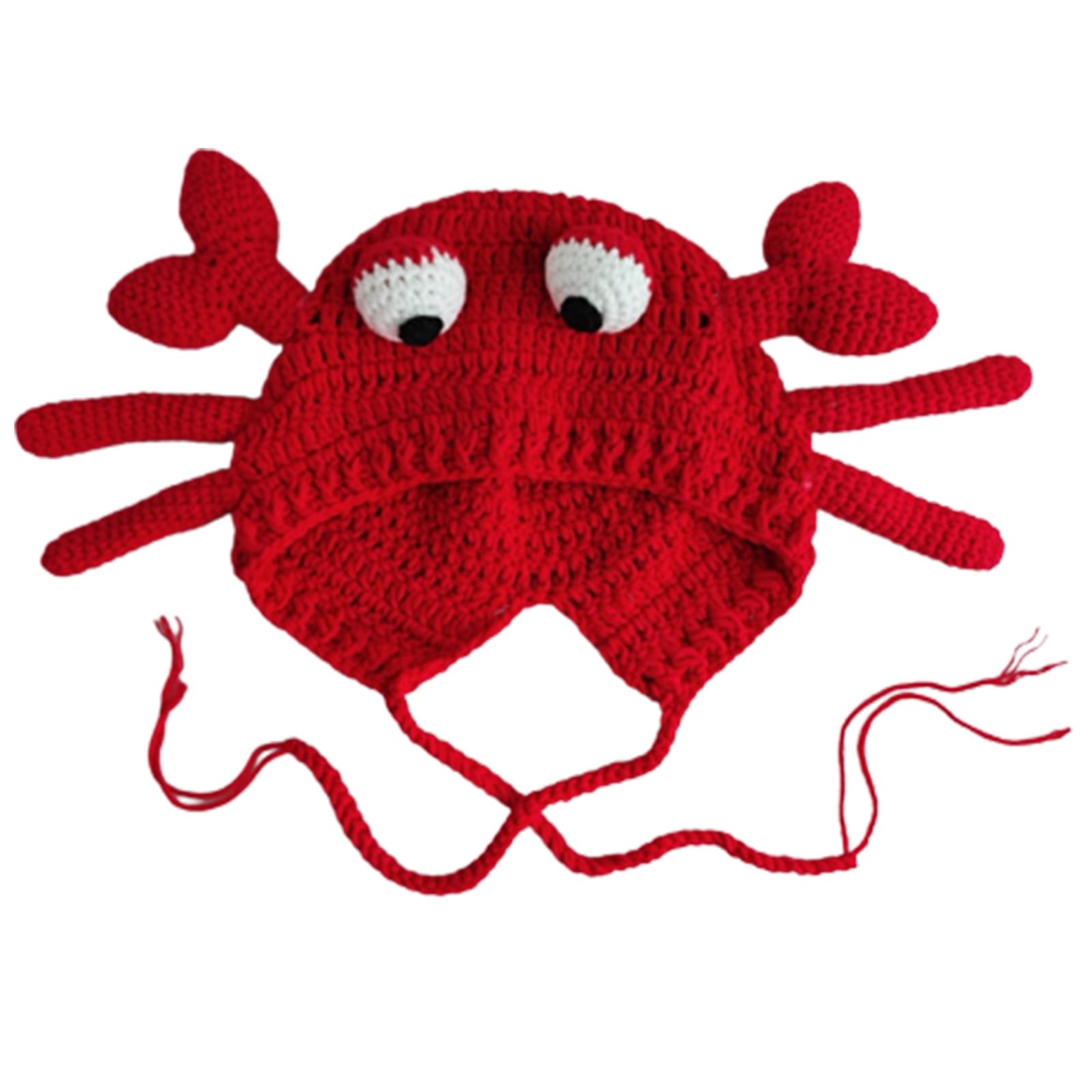 zuousxbs Crab Theme Beanie Halloween Party Hat Knitted Hat Balaclava-hat Thicken Crab Hat Harajuku Photo