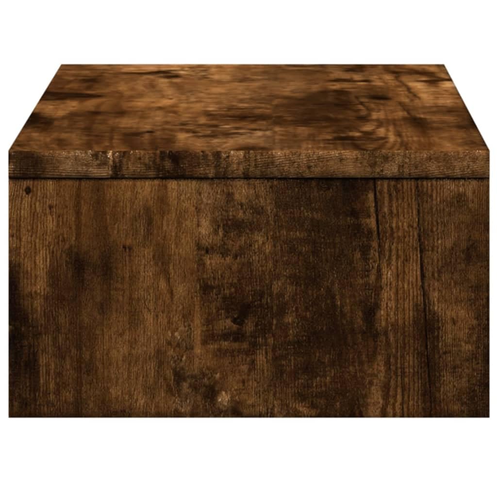 Supporto per monitor con cassetti in rovere affumicato, 50 x 27 x 15 cm, regolabile in altezza, ergonomico, per casa, ufficio, gaming, laptop, PC, notebook, scrivania da terra, porta cavi