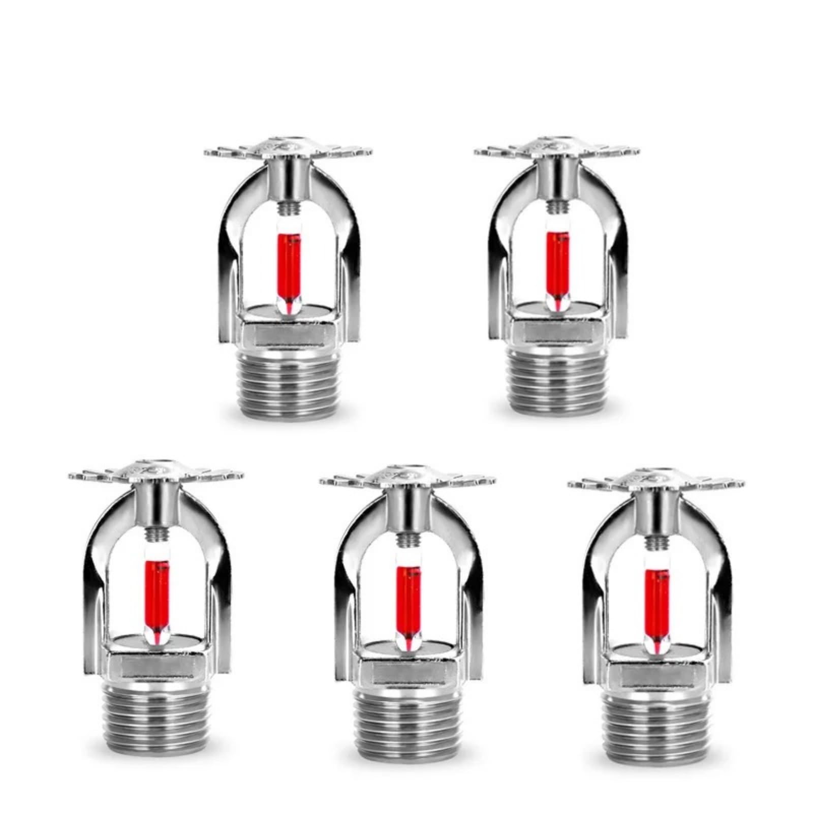 Lot de 5 têtes d'arroseur d'incendie - 68 ℃ - Déclencheur automatique de température - Ampoule en verre pour système d'arrosage d'incendie (DN15-Pendent)