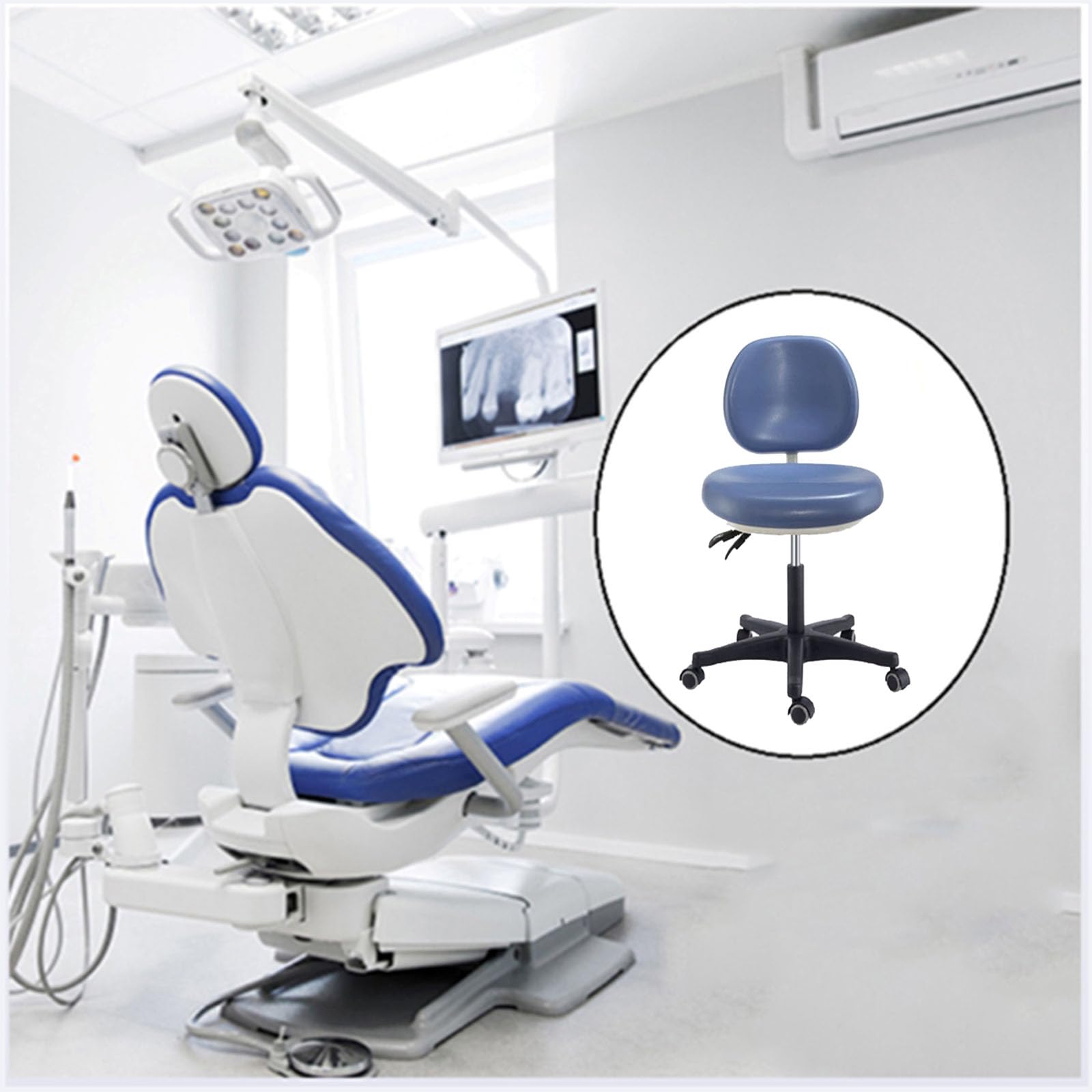 Sedia da medico regolabile, Sedia Medica Dentale Ergonomico, Sgabello Assistente Dentale in Pelle PU per Clinica ospedale Farmacia Laboratorio di Bellezza Medica L