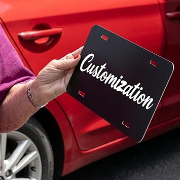 Custom License Plate for Front of Car - Personalized with Photo & Text, Premium Aluminum, Made in USA, 6x12 in, Black