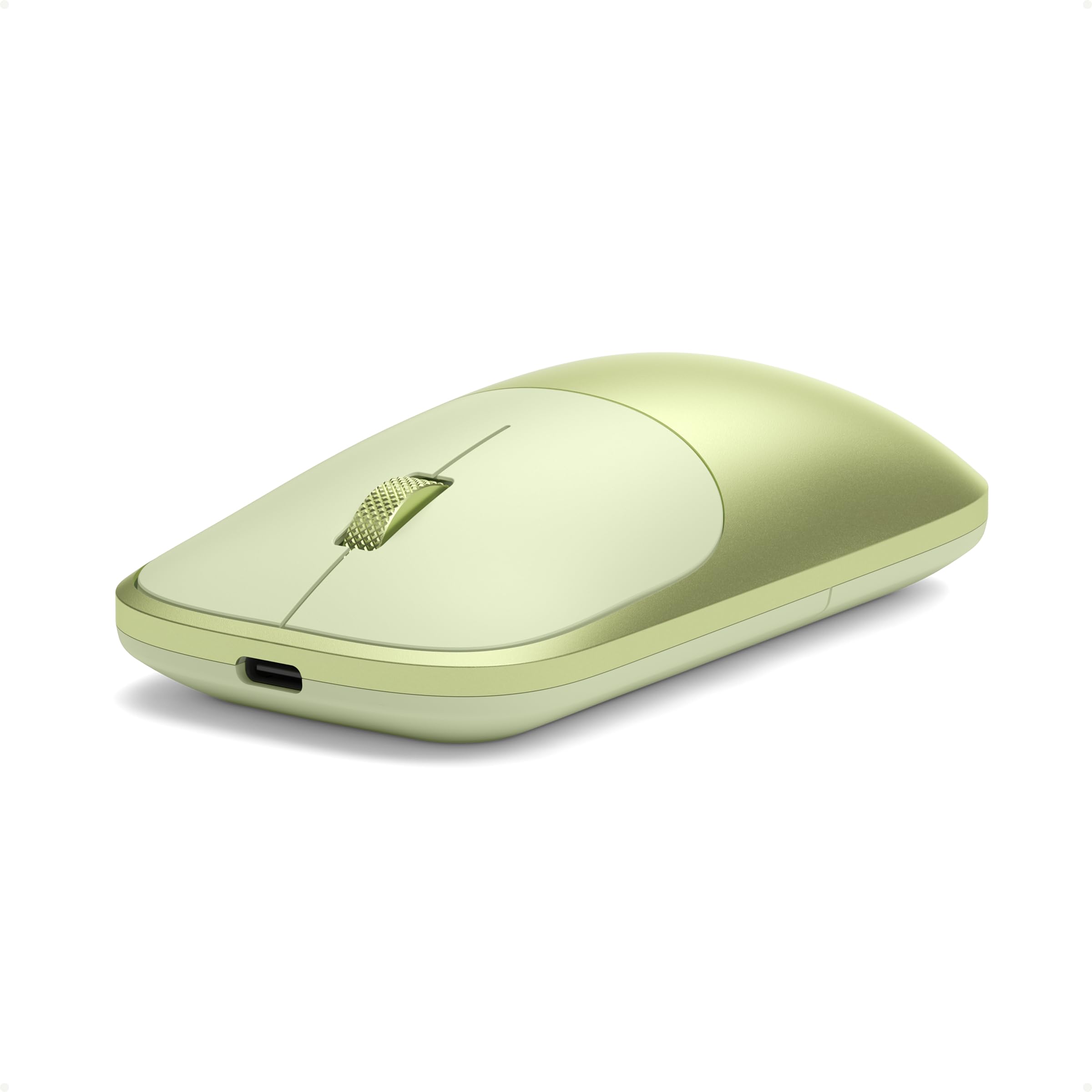 SATECHI Slim EX Wireless Mouse, Bluetooth & 2.4 GHz, Quiet Clicks, Citrus | Quiet clicks, anodized aluminum shell, rechargeable battery, for macOS, Wi