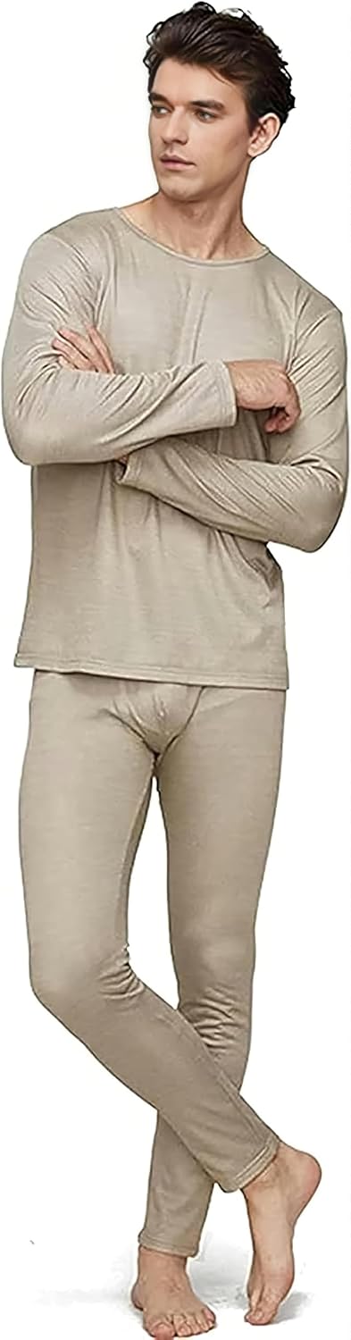 Amerthing Faraday Clothing,Pure Silver Fiber Faraday Fabric,Men's Long-Sleeved Autumn Clothes and Trousers Set