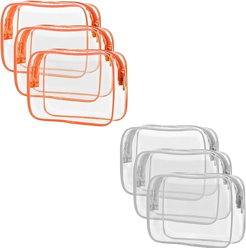 PACKISM Bolsa de aseo transparente, paquete de 3 bolsas de aseo aprobadas por la TSA, bolsa de cosméticos de maquillaje de viaje para mujeres y