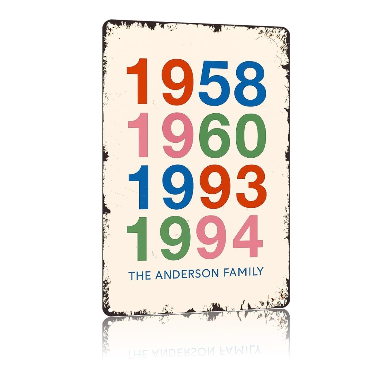 AUOQKQUT Rustic Family History Metal Sign Birth Year Collection Display Whimsical Nostalgia Gift for Parents Grandparents Reunion Gathering Party Decor 8 X 12 inch