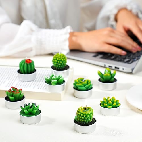 Miniatura 6 de MTLEE 24 juegos de velas de cactus suculentas, velas perfumadas de cactus, velas decorativas de mini plantas, velas de baby shower, regalos con