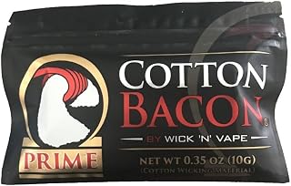 Wick 'N' Vape Cotone Cotton Bacon Prime | Non Contiene Nicotina, Bianco, 10 Grammo