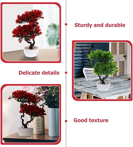 Miniatura 9 de Happyyami 2 piezas de árbol bonsái artificial en maceta, pino japonés sintético, plantas falsas en maceta para el hogar, oficina, escaparate de