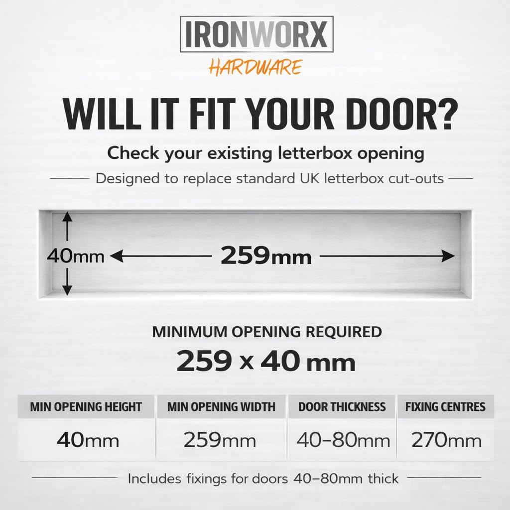 IRONWORX® Enigma - Buzón de 30,5 cm, con funda delgada, color gris antracita, totalmente sellado a la intemperie, apertura de 180°, diseño moderno ultraduradero, compatible con puertas de UPVC