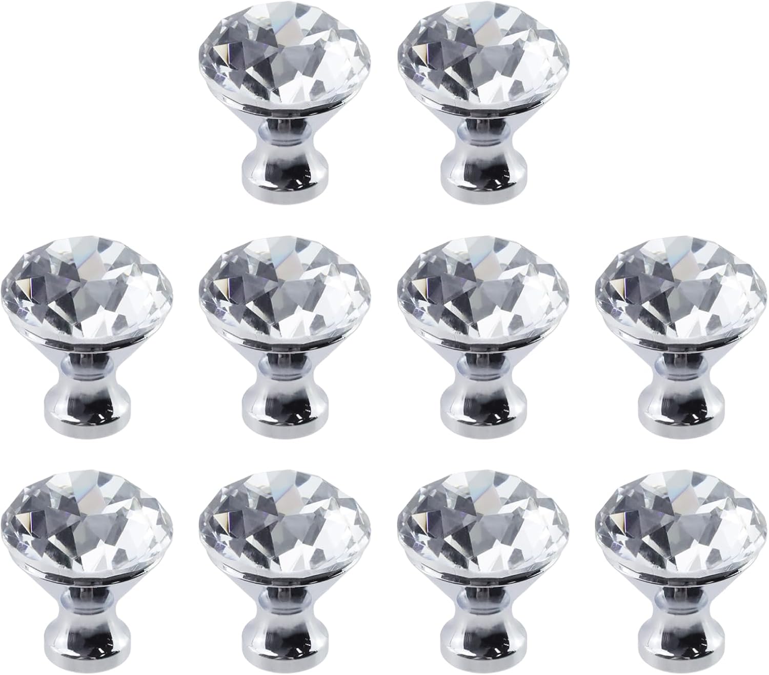 KUMGROT 10pcs Mini Crystal Knobs, 23 MM Dia Small Knobs for Cabinet Drawer Jewelry Box, Mini Decorative Diamond Handles Hardware with Single Hole