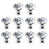 KUMGROT Drawer Knobs Rhombic Clear Crystal Pulls for Kitchen Wardrobe Cabinet with Silver Base 0.87
