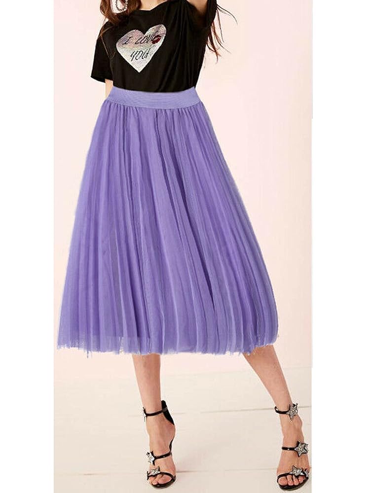 今週限定　lig. tulle skirt Amazon.com: Women's Trendy Midi Tulle Skirt Elastic High
