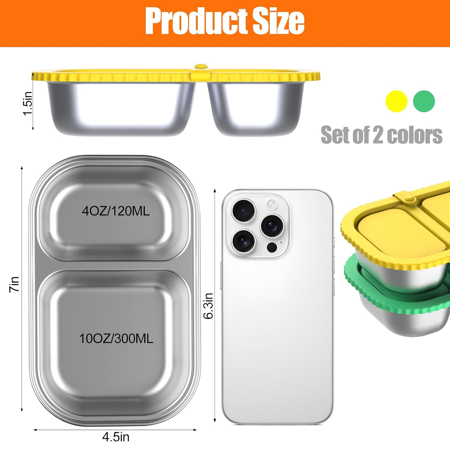 Stainless Steel Snack Containers, 2 Pack - Image 2