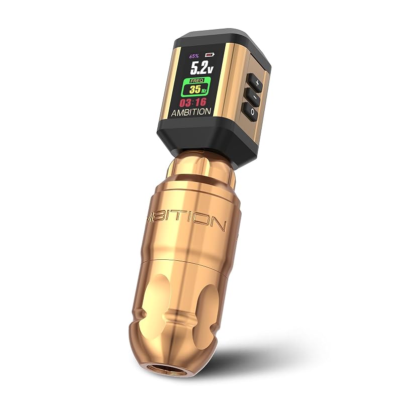 Máquina de tatuagem rotativa Ambition Lutin com fonte de alimentação Korall, bateria de 2200 mAh, motor brushless e conexão RCA