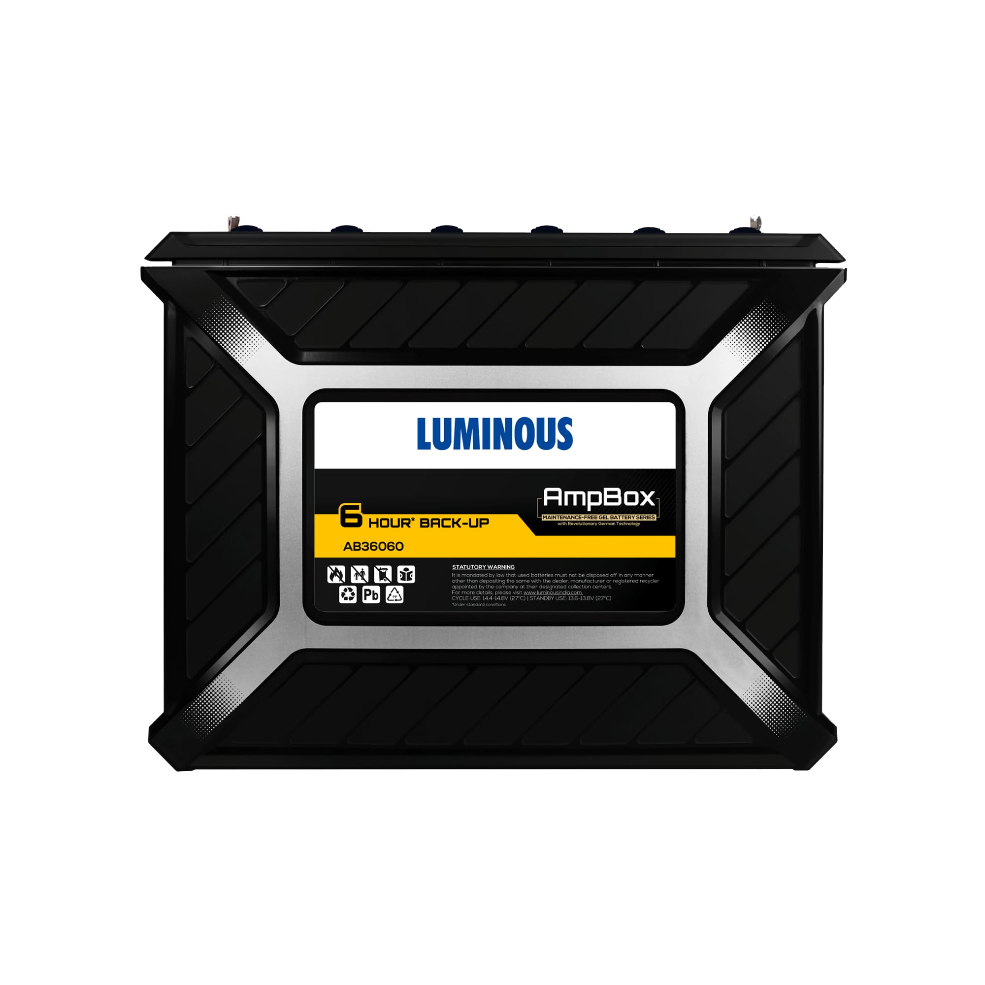 Luminous Ampbox AB36060 Gel Battery for Home, Office & Shops | Tall Tubular Battery | 6hr Backup | Maintenance Free | German Technology | Durable & Re...