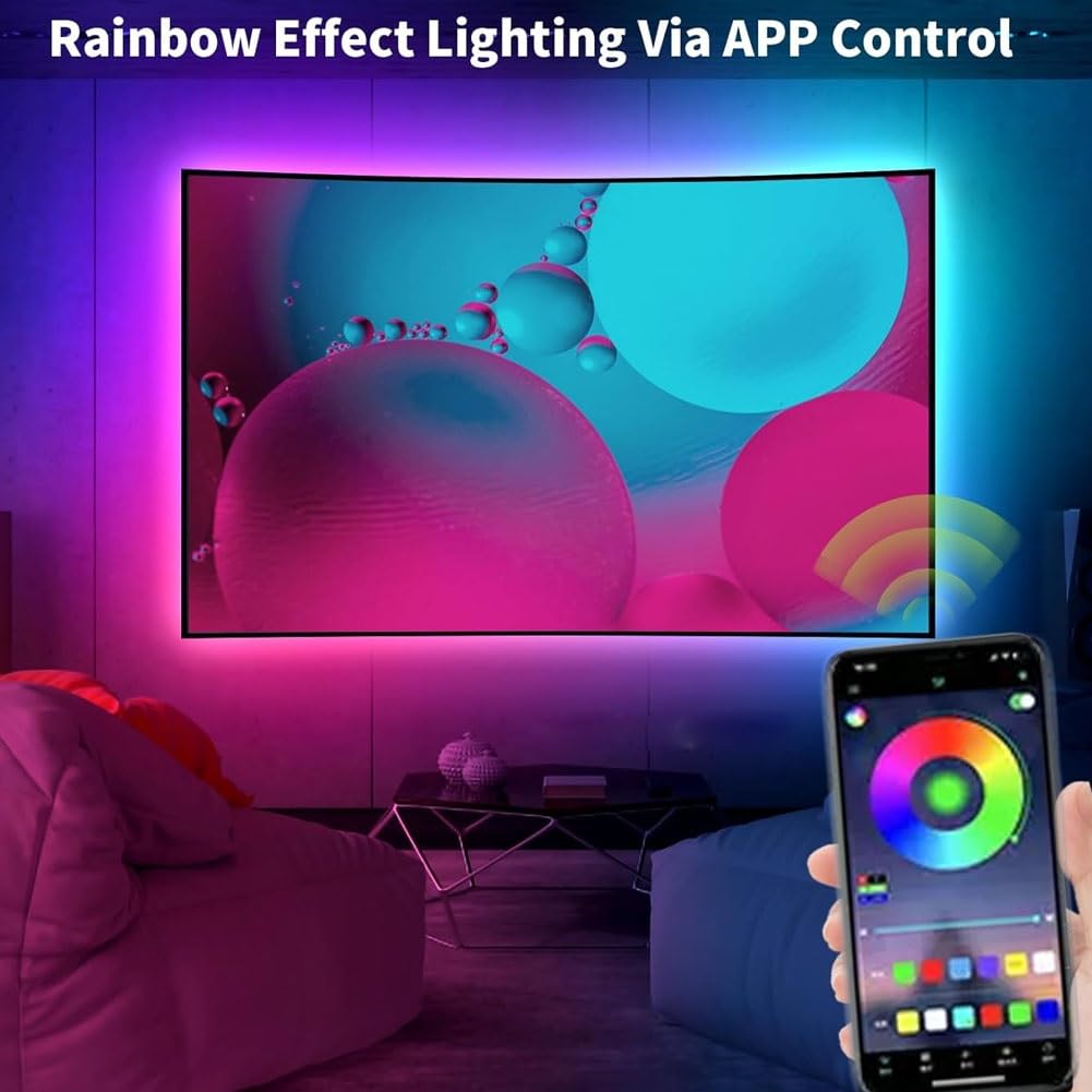 Bande LED de rétroéclairage pour écran TV, bande lumineuse RVB à couleur changeante avec contrôle par application mobile, chambre à coucher, etc, pour jeu TV,barre lumineuse à contrôle LED intelligent