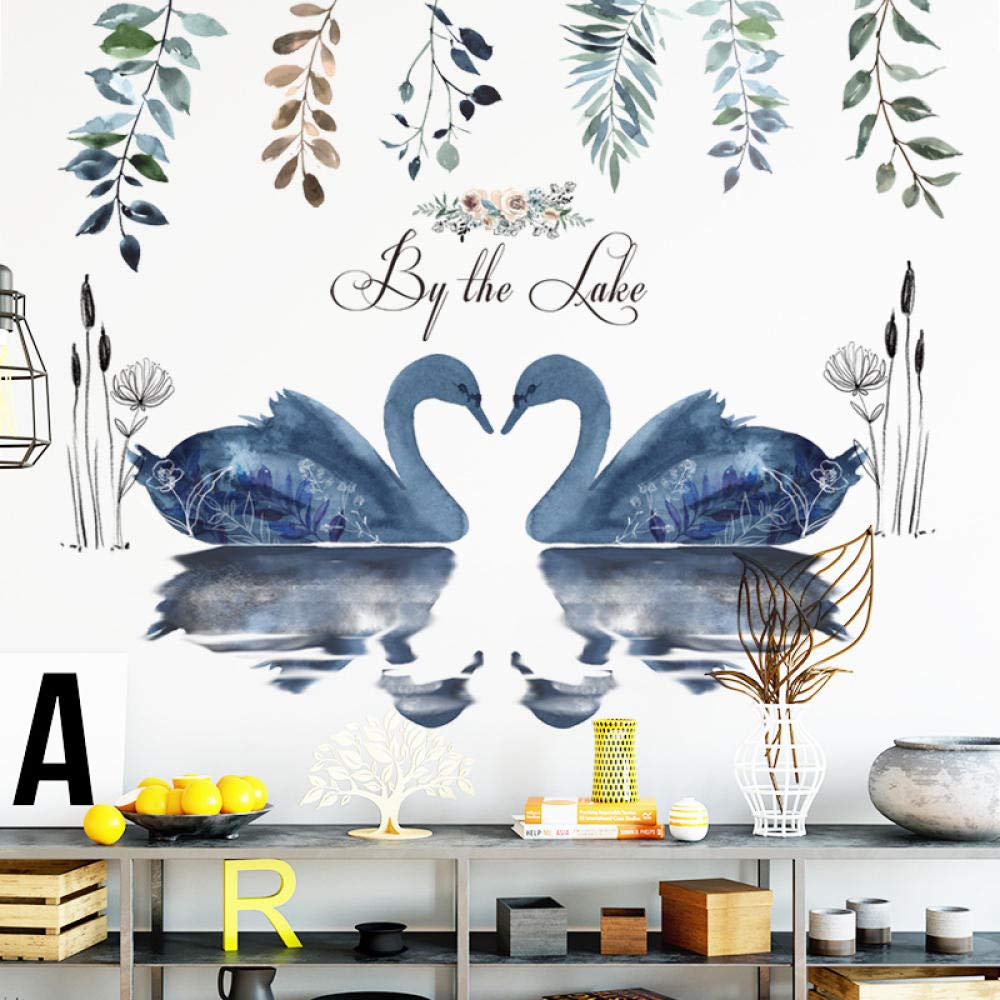 Nordic style blue swan lake wall stickers living room bedroom girls room environmental protection vinyl wall decal art DIY stickers
