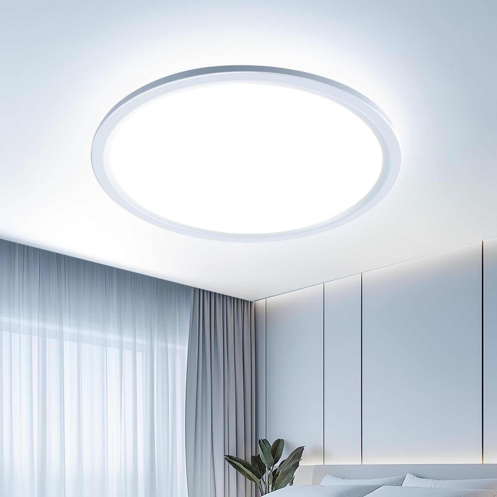 EASY EAGLE Plafon LED Techo, 50CM Superficie Panel Led 4000K, 52W Lámpara de Techo Moderna, Luz LED Techo Para Oficina Dormitorio Salon Cocina Comedor Balcón Baño, Redondo — view 21