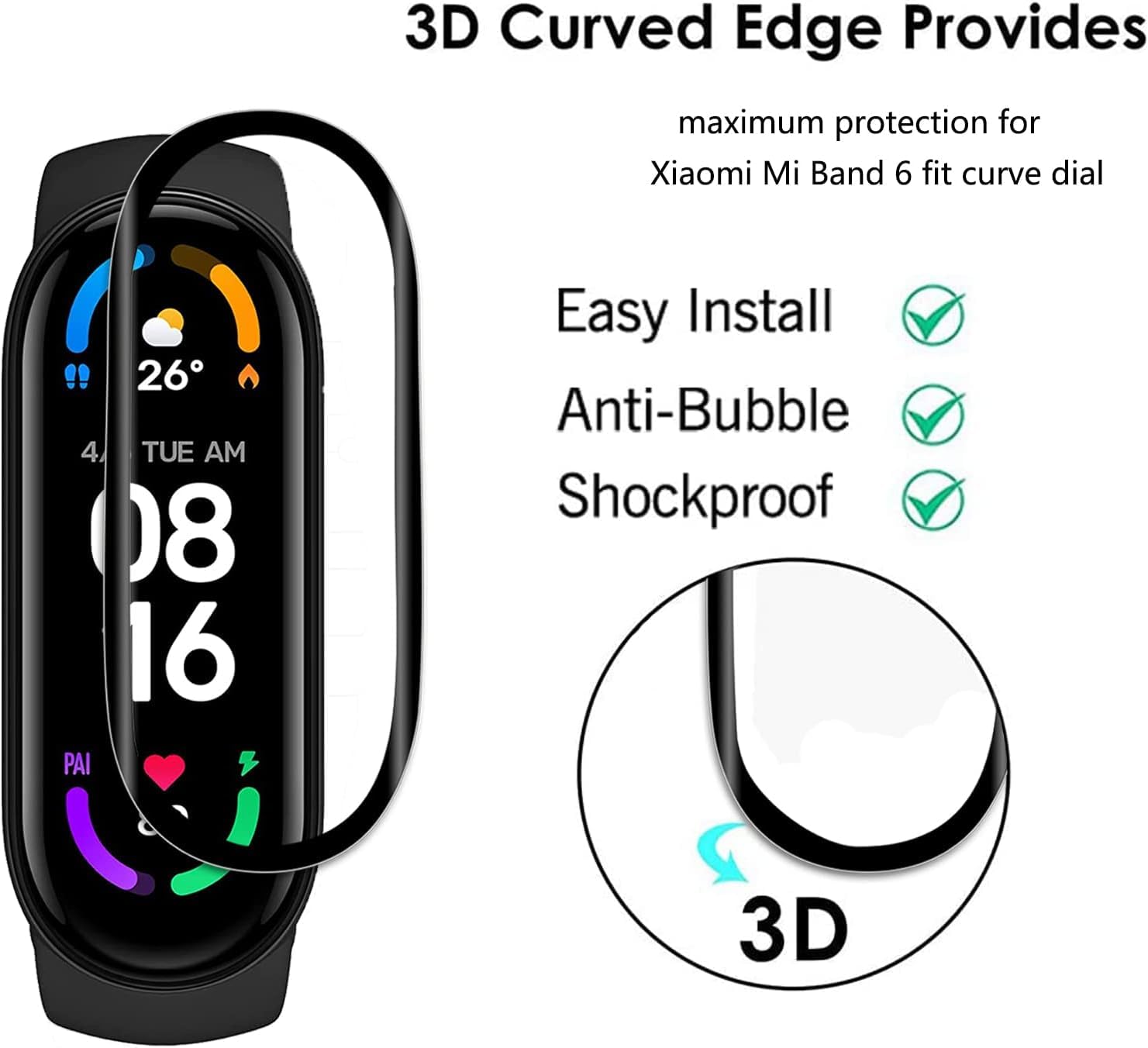 Pellicola Protettiva Per Xiaomi Mi Band 7 Pro (4 Pezzi): Copertura Completa 3D, PET Trasparente Anti Graffio 9H - 4